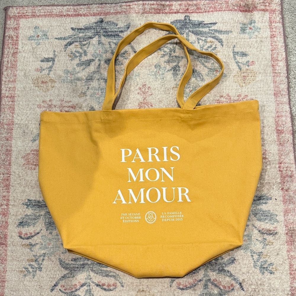 NWOT Sézane Paris Mon Amour yellow cotton tote